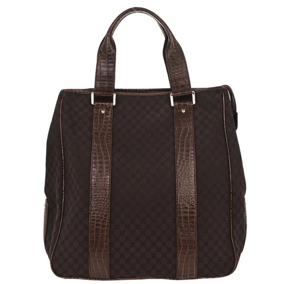 Celine Brown Canvas Embossed Leather Macadam Tote Handbag WC-ST-0059 196165 - Picture 1 of 10